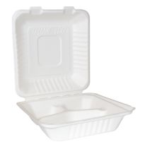 Extra Large 3 Compartment Compostable Food Box 9x9"