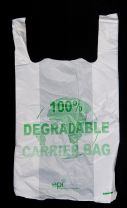 Degradable White Vest Carrier Bag - 21"