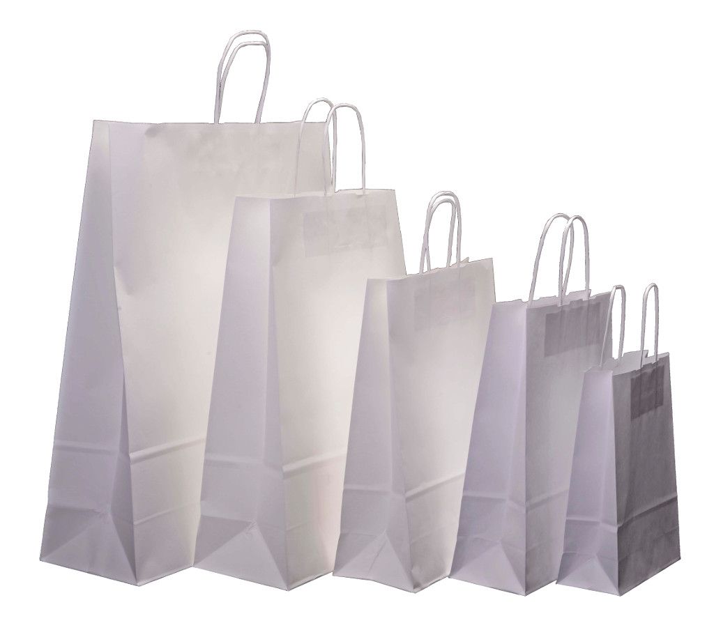 Brown paper carrier bags store with twisted handles