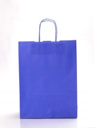 Medium Blue Kraft Twist Handle Carrier Bags
