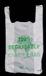 Degradable White Vest Carrier Bag - 23"