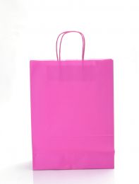 Medium Pink Kraft Twist Handle Carrier Bags