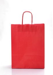 Medium Red Kraft Twist Handle Carrier Bags